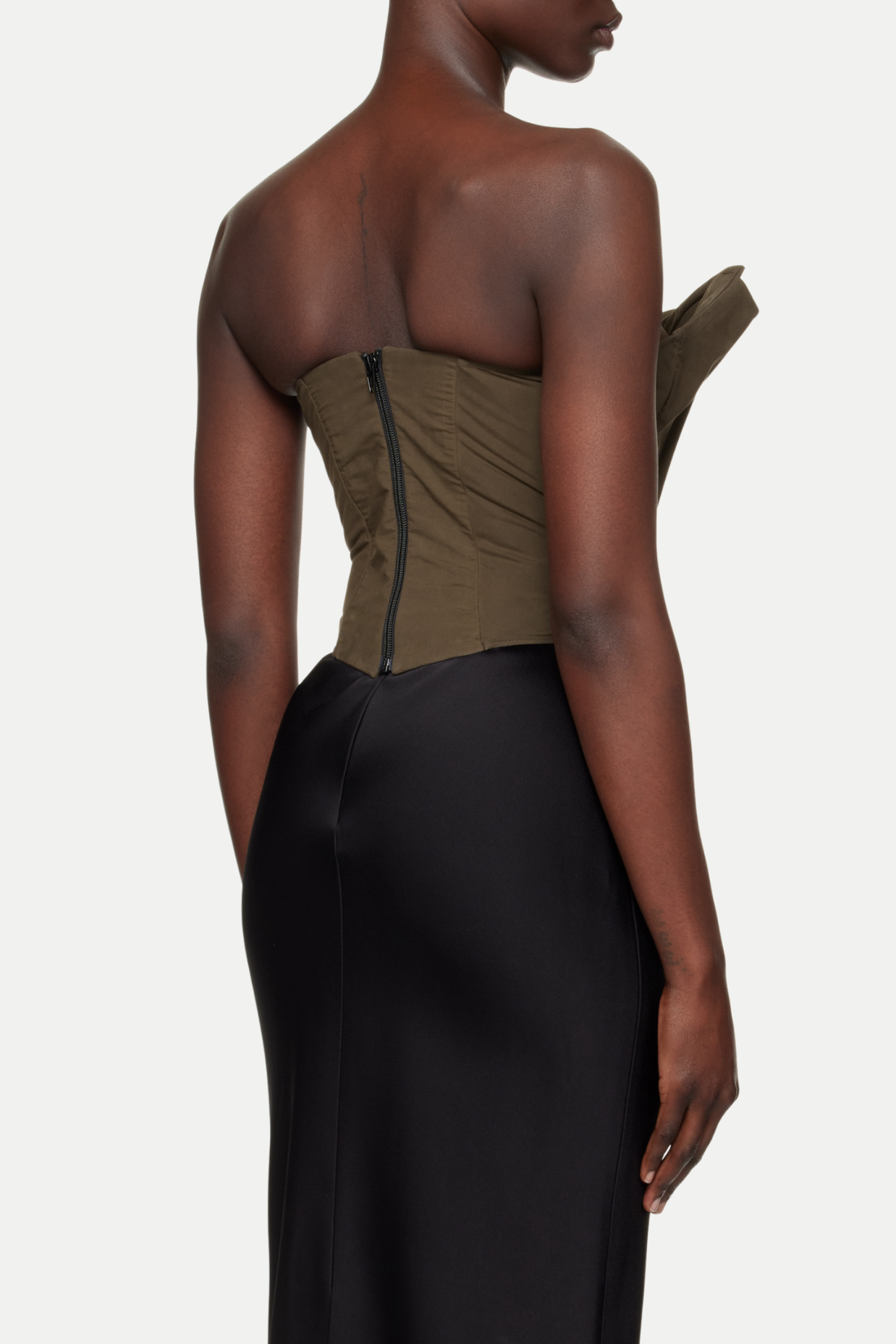 Balius Draped Satin Corset - Green