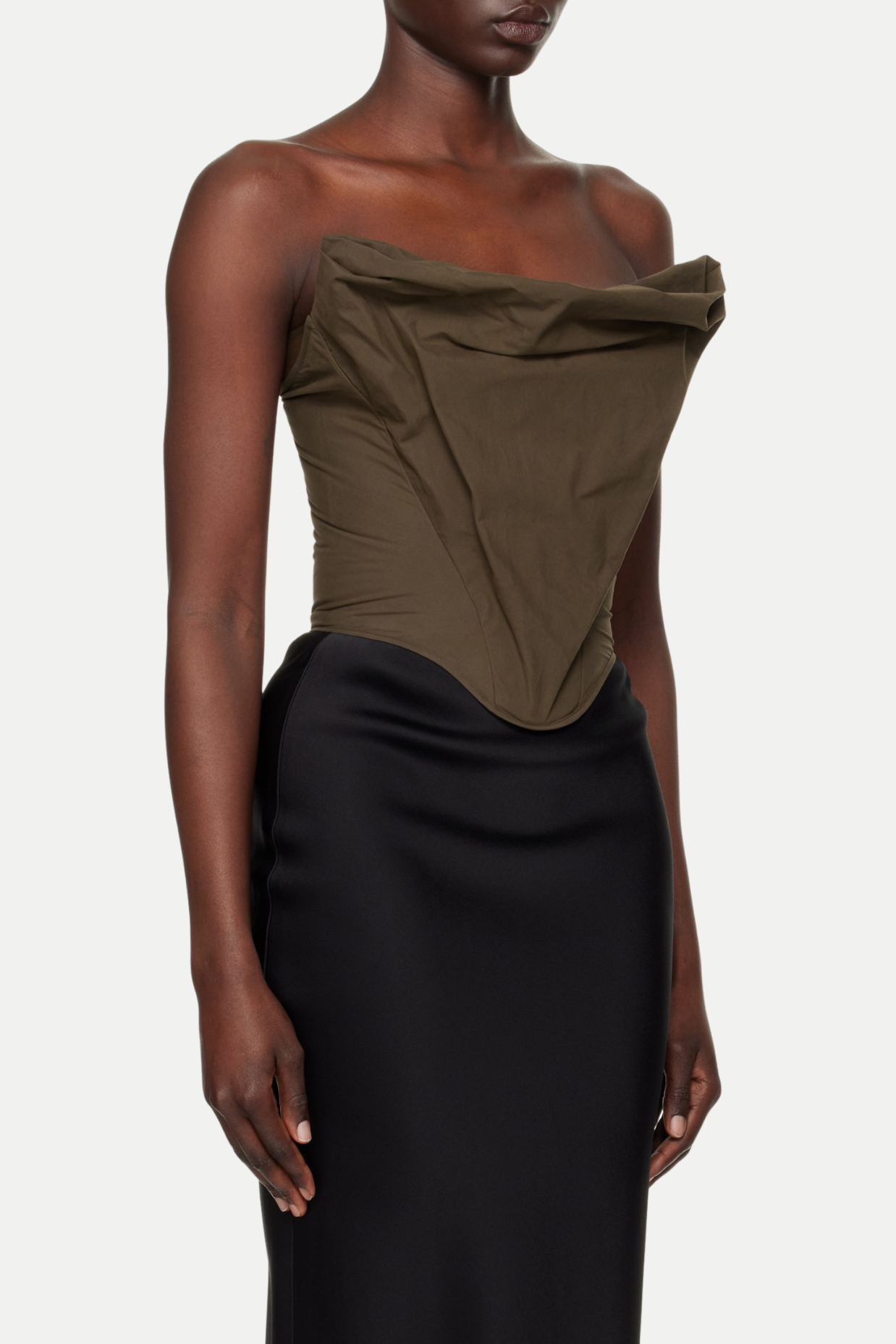 Balius Draped Satin Corset - Green