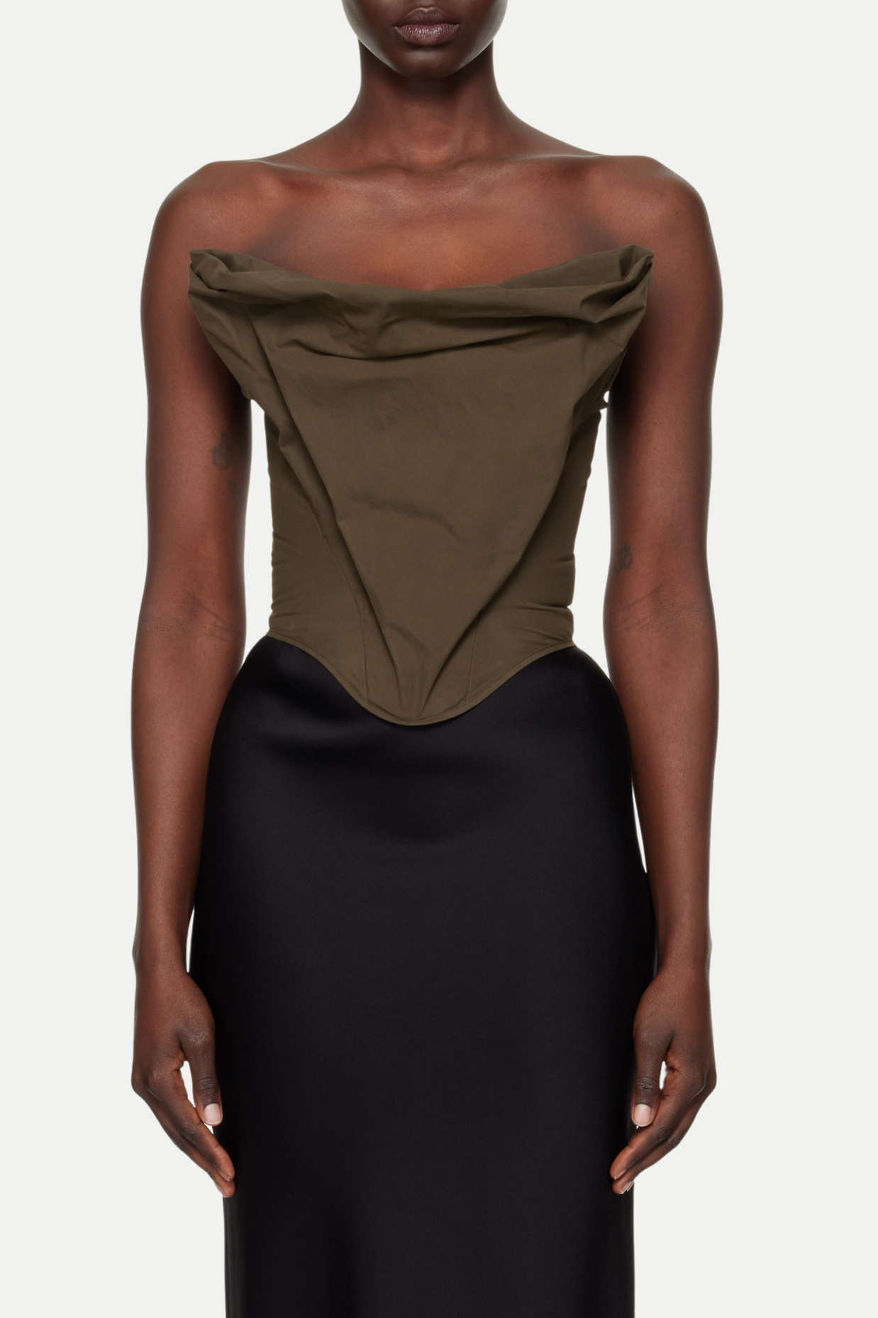 Balius Draped Satin Corset - Green