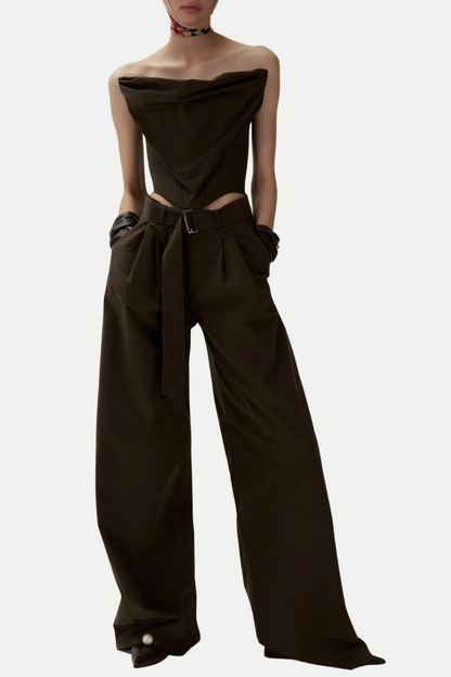 Balius Draped Satin Corset - Green