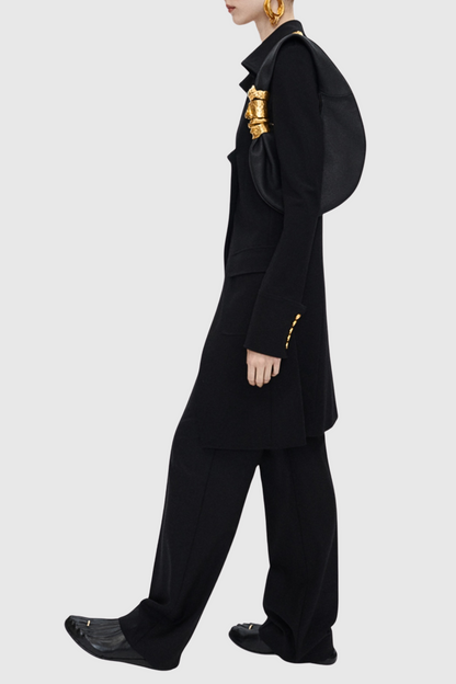 Baraia Asymmetric Gold-buttoned Embellished Coat