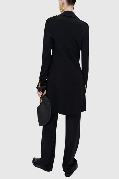 Baraia Asymmetric Gold-buttoned Embellished Coat