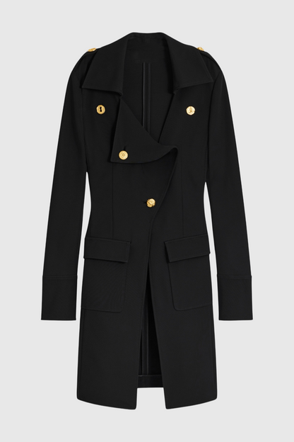 Baraia Asymmetric Gold-buttoned Embellished Coat