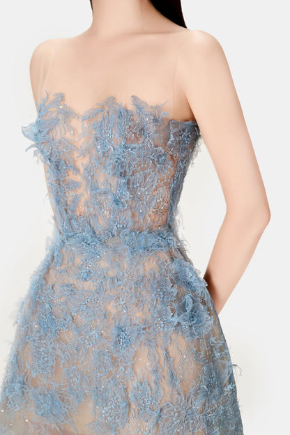 Batya Lace Sleeveless Midi Dress - Blue