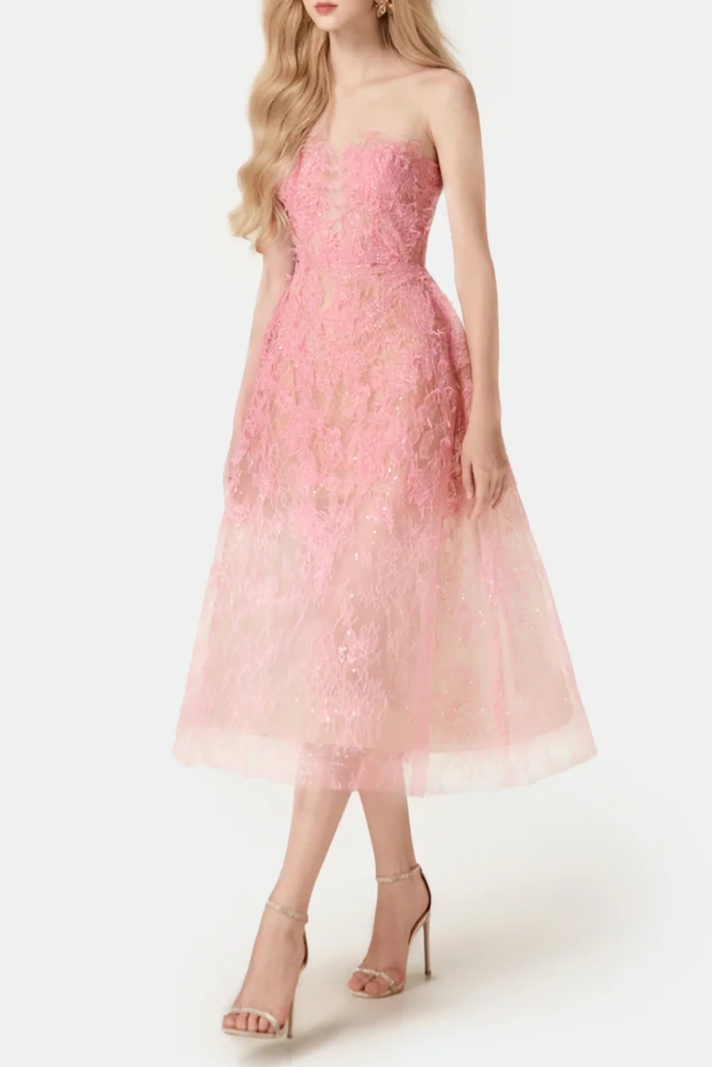 Batya Lace Sleeveless Midi Dress - Pink