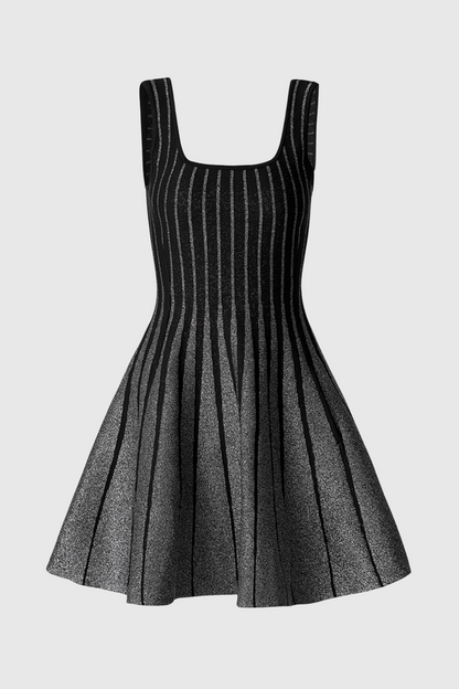 Bolboli Glitter Jacquard Knit Flared Mini Dress