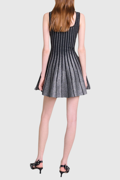 Bolboli Glitter Jacquard Knit Flared Mini Dress