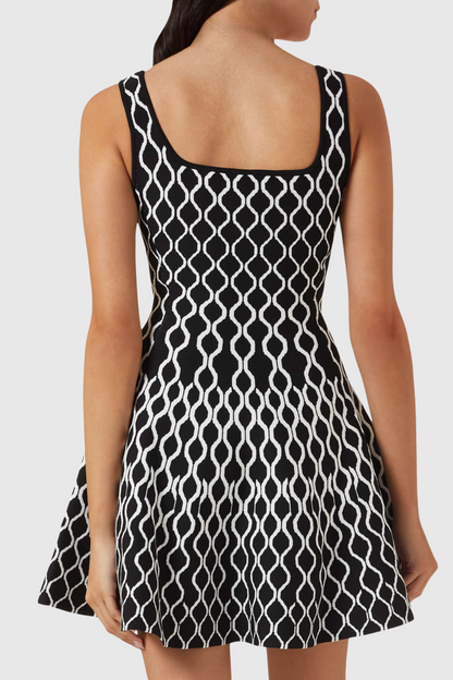 Bolboli Jacquard Knit Flared Mini Dress