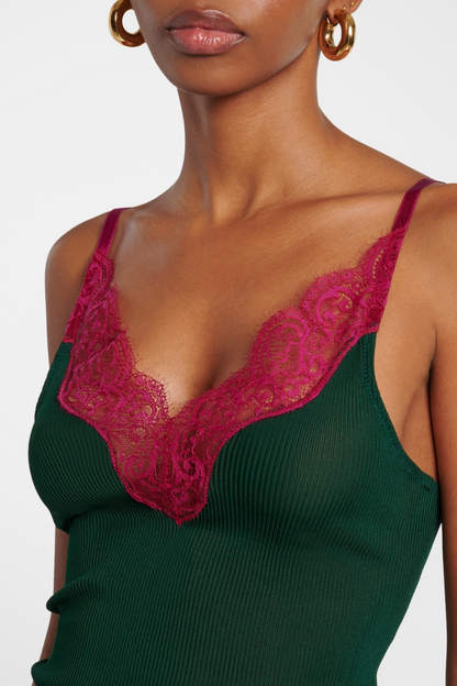 Brandra Lace-trimmed Tank Top - Green