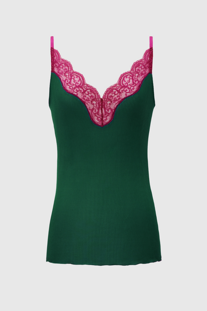 Brandra Lace-trimmed Tank Top - Green