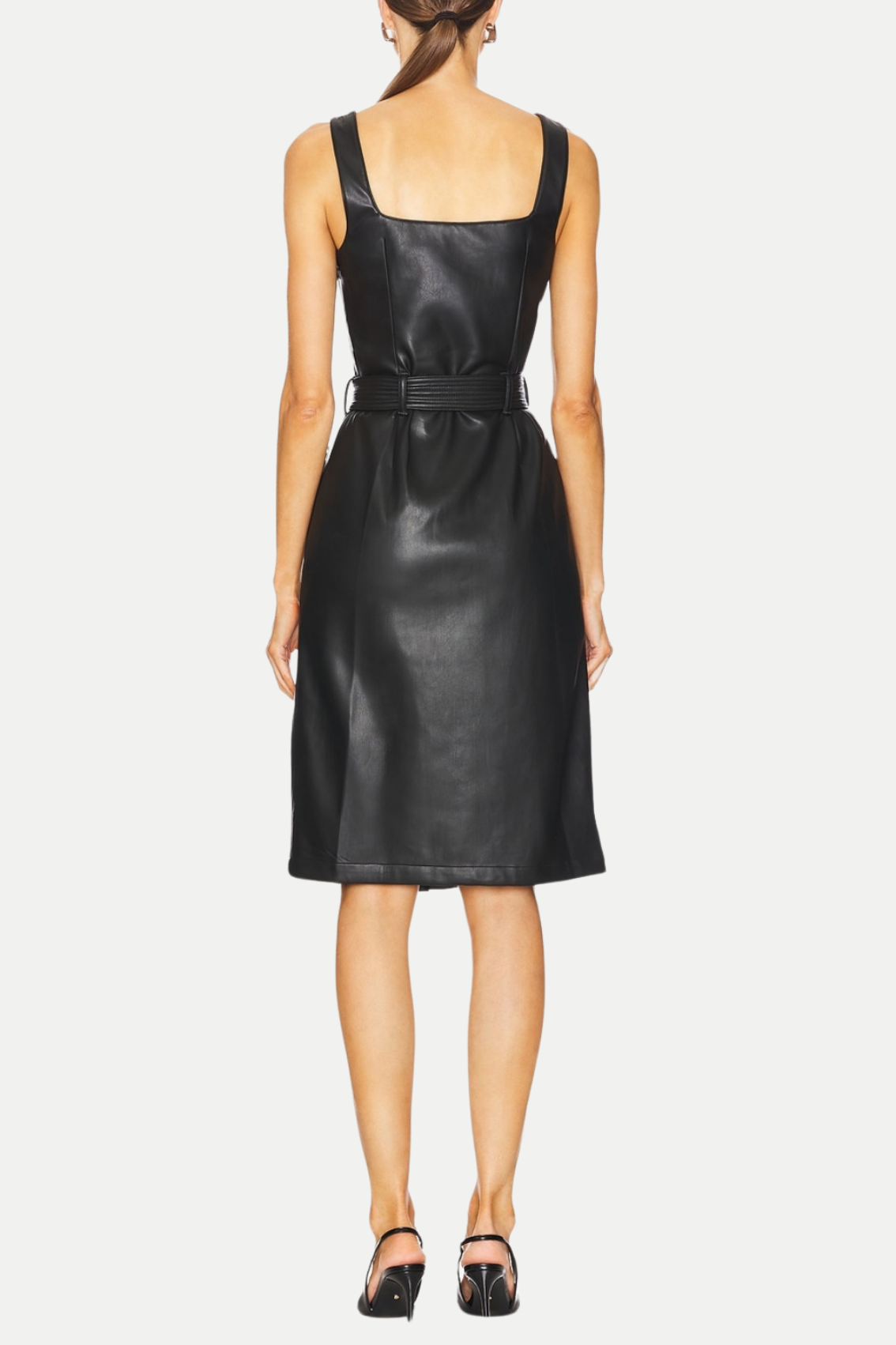 Braxas Buttoned Leather Tank Mini Dress