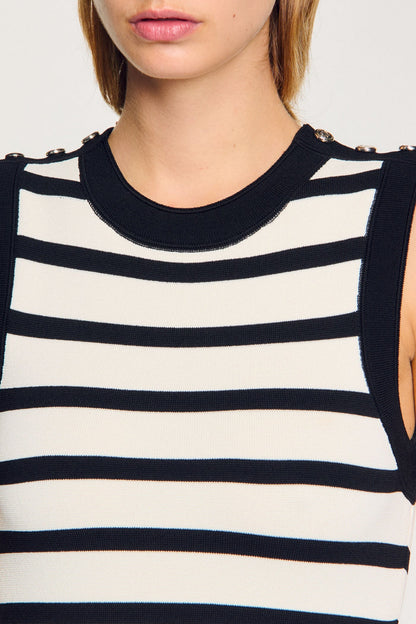 Cactus Striped Knit Sleeveless Mini Dress
