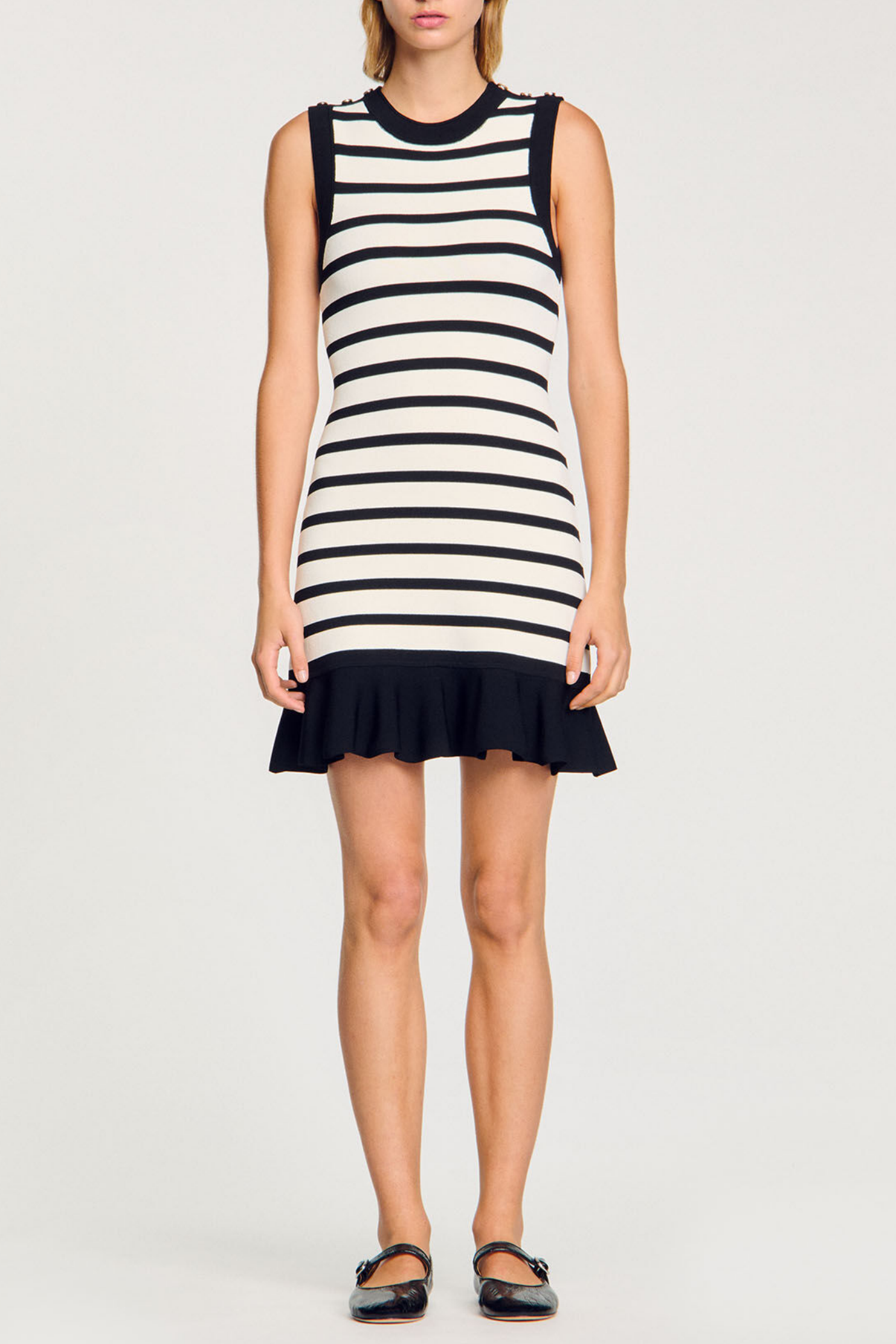 Cactus Striped Knit Sleeveless Mini Dress