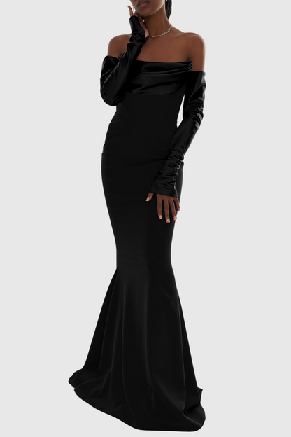 Heega Off Shoulder Corset Maxi Dress - Black