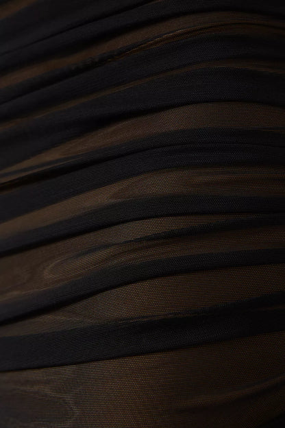 Cadhla Off Shoulder Ruched Mesh Maxi Dress