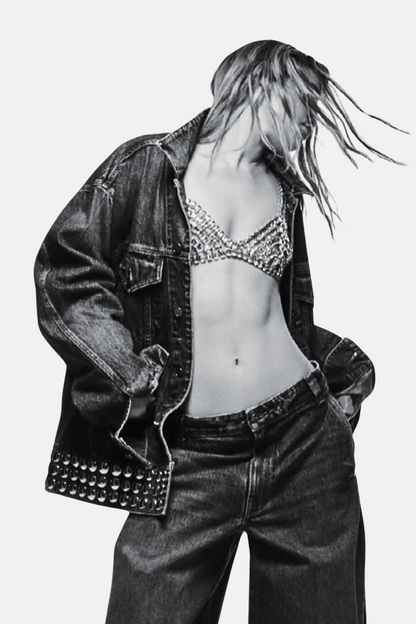 Cael Crystal Bra - Silver