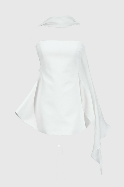 Calwa Scarf Strapless Flare Mini Dress