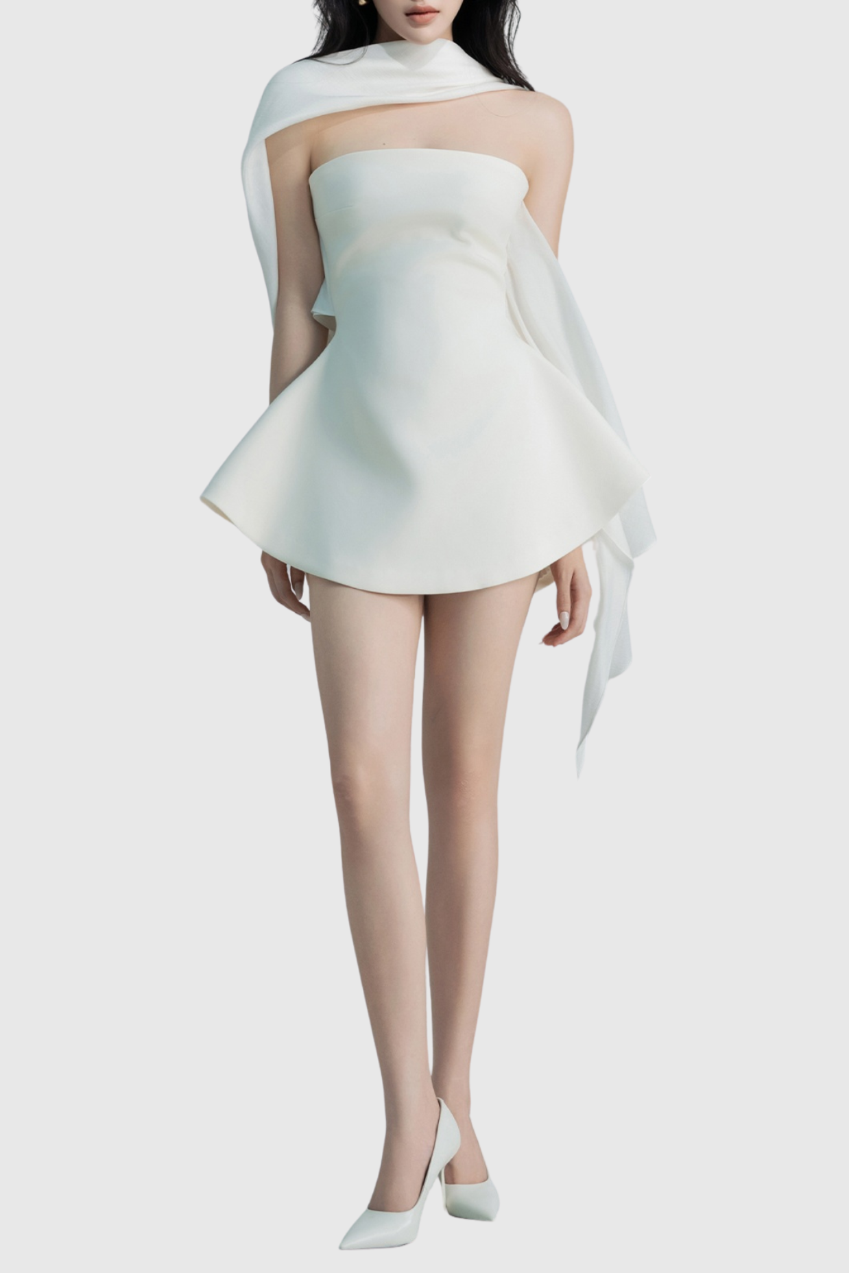 Calwa Scarf Strapless Flare Mini Dress