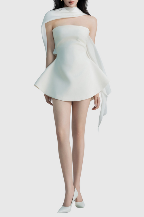 Calwa Scarf Strapless Flare Mini Dress