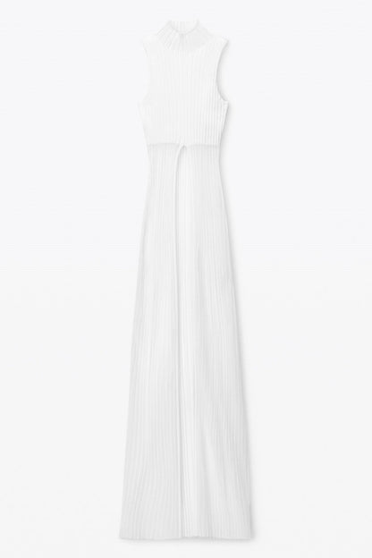 Carola Ribbed Cutaway Split Top - White