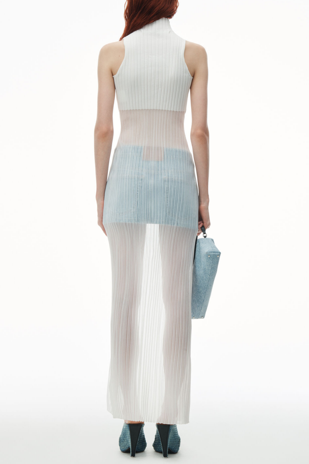 Carola Ribbed Cutaway Split Top - White