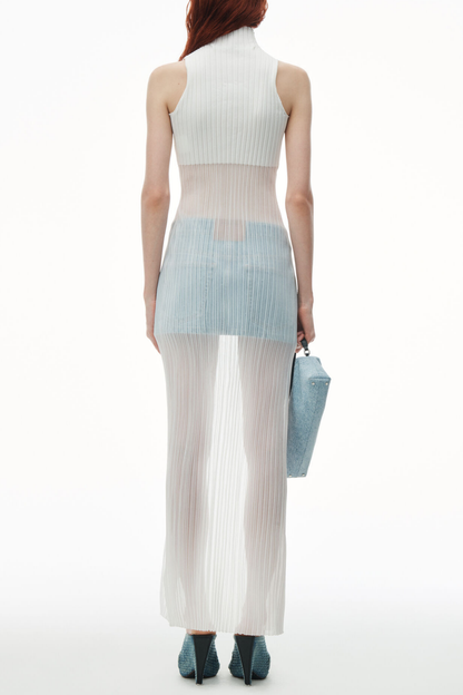 Carola Ribbed Cutaway Split Top - White