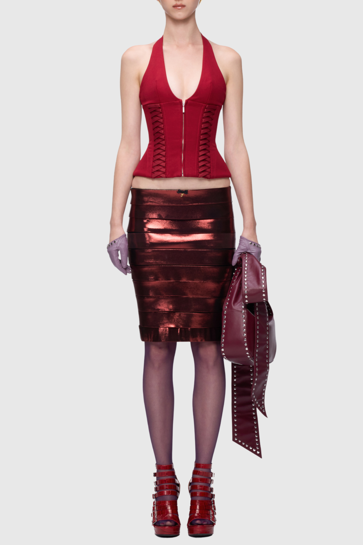 Celleen Halter Lace Up Corset Top