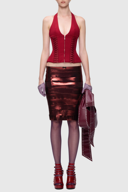 Celleen Halter Lace Up Corset Top