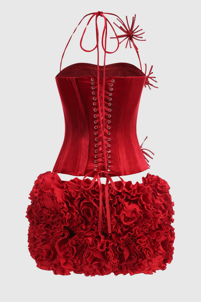 Chakal Flower Corset Bandage Set - Red