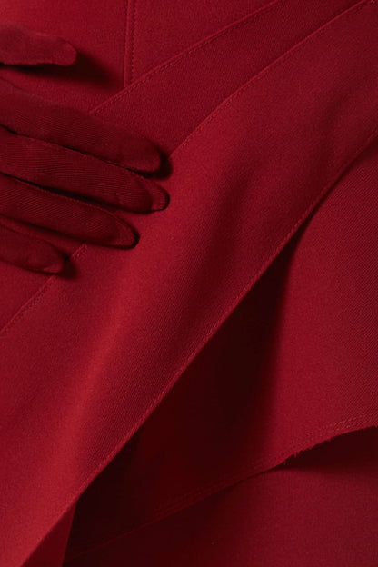 Chapera Asymmetrical Pleat Maxi Dress - Red