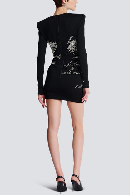 Choca Letter Embroidery Mini Dress