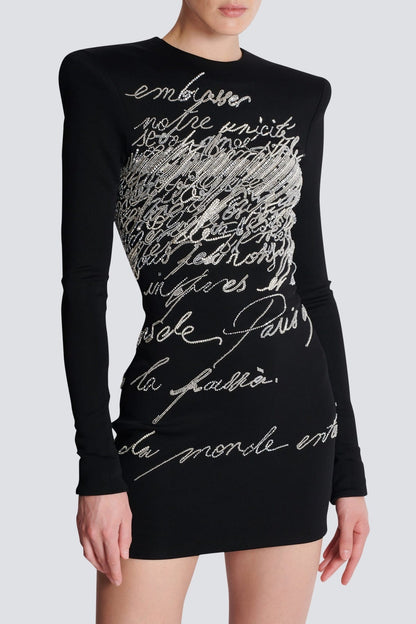 Choca Letter Embroidery Mini Dress