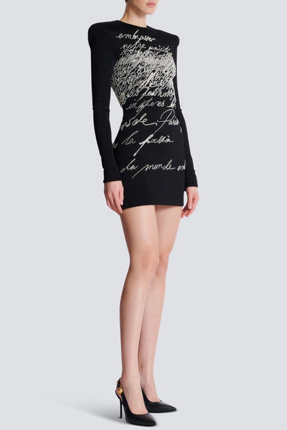 Choca Letter Embroidery Mini Dress