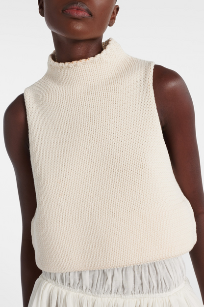Chrisop Ribbed-knit Tank Top - White