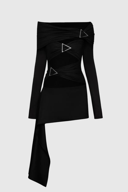 Christe Asymmetric Cutout Mini Dress