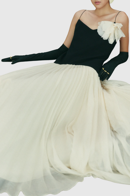 Cinzia Flower Pleated Maxi Dress