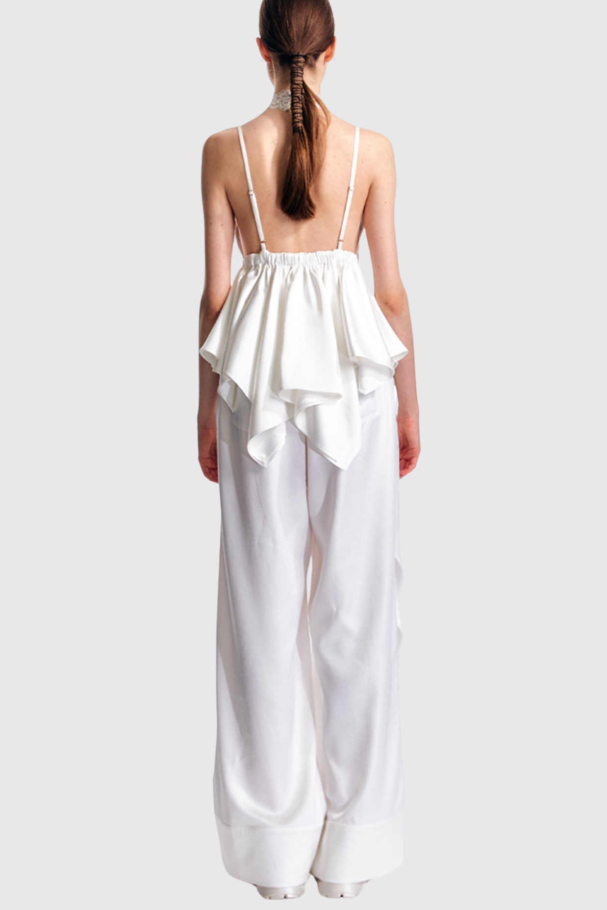 Calixto Bow Ruched Top - White