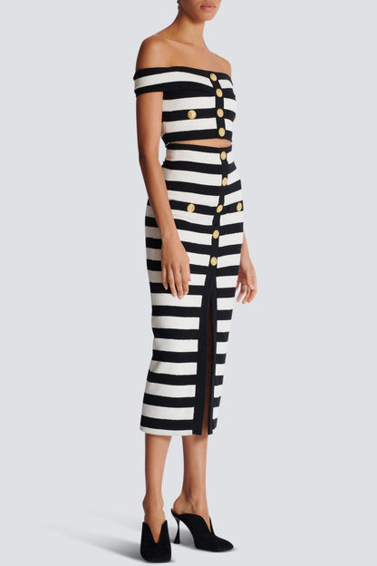 Coraline Striped Off Shoulder Bandage Set