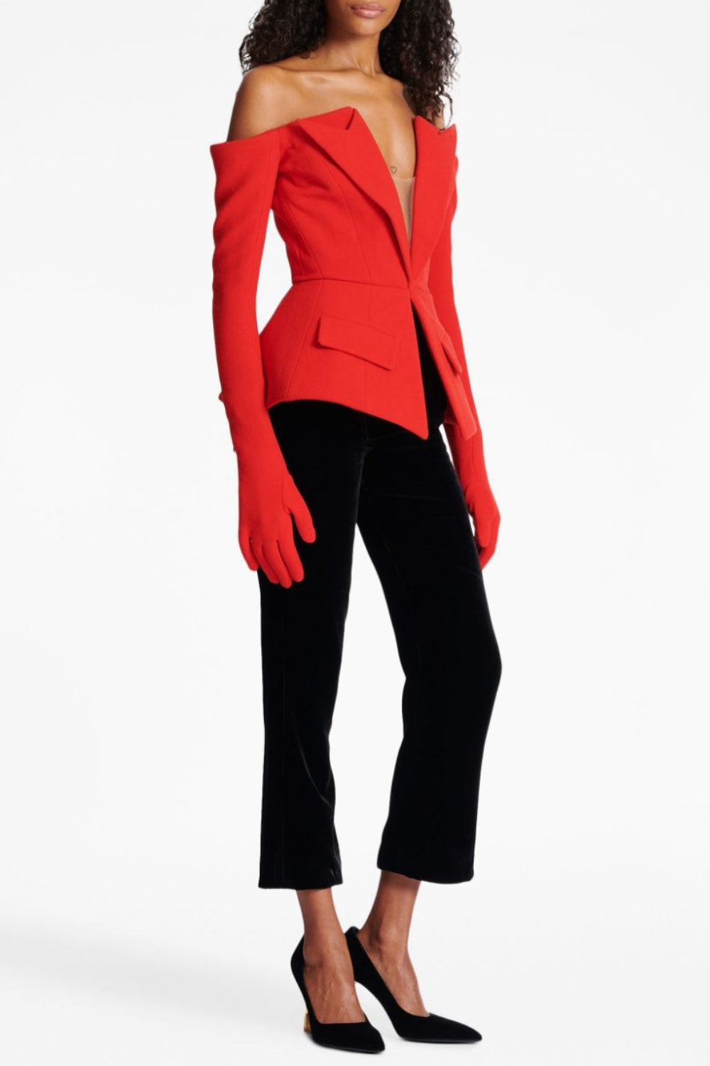 Coretta Off Shoulder V-neck Blazer