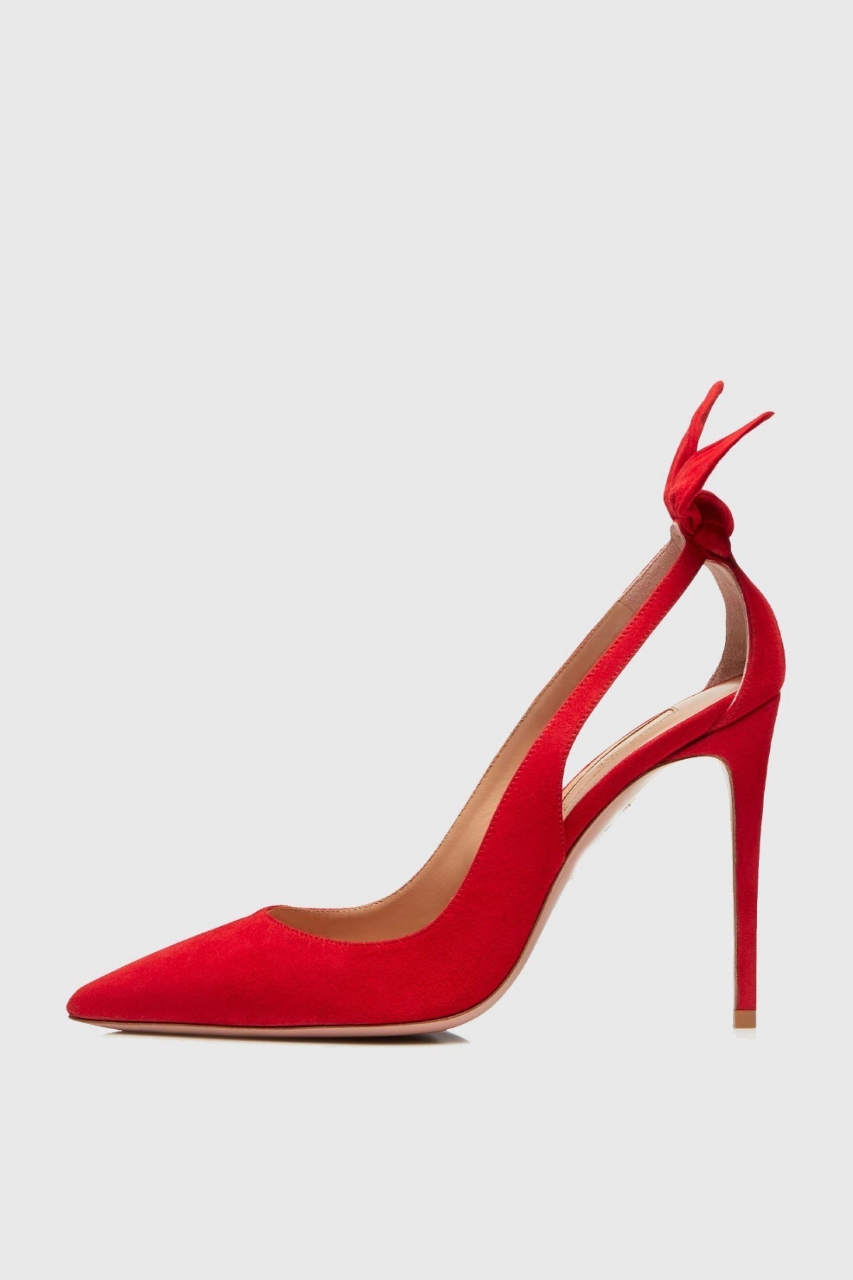 Crisia Bow Tie Velvet Pumps - Red