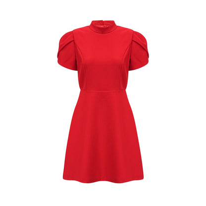 Anna red petal-sleeve cut-out bow mini dress (US Only)