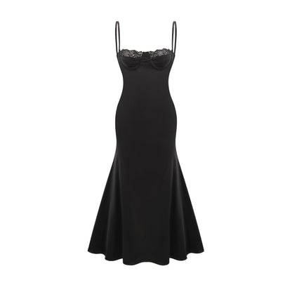 Larisa lace-trim satin midi dress (US Only)