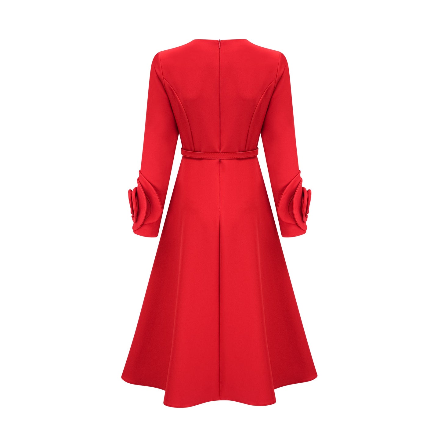 Aurelia red long-sleeve floral dress