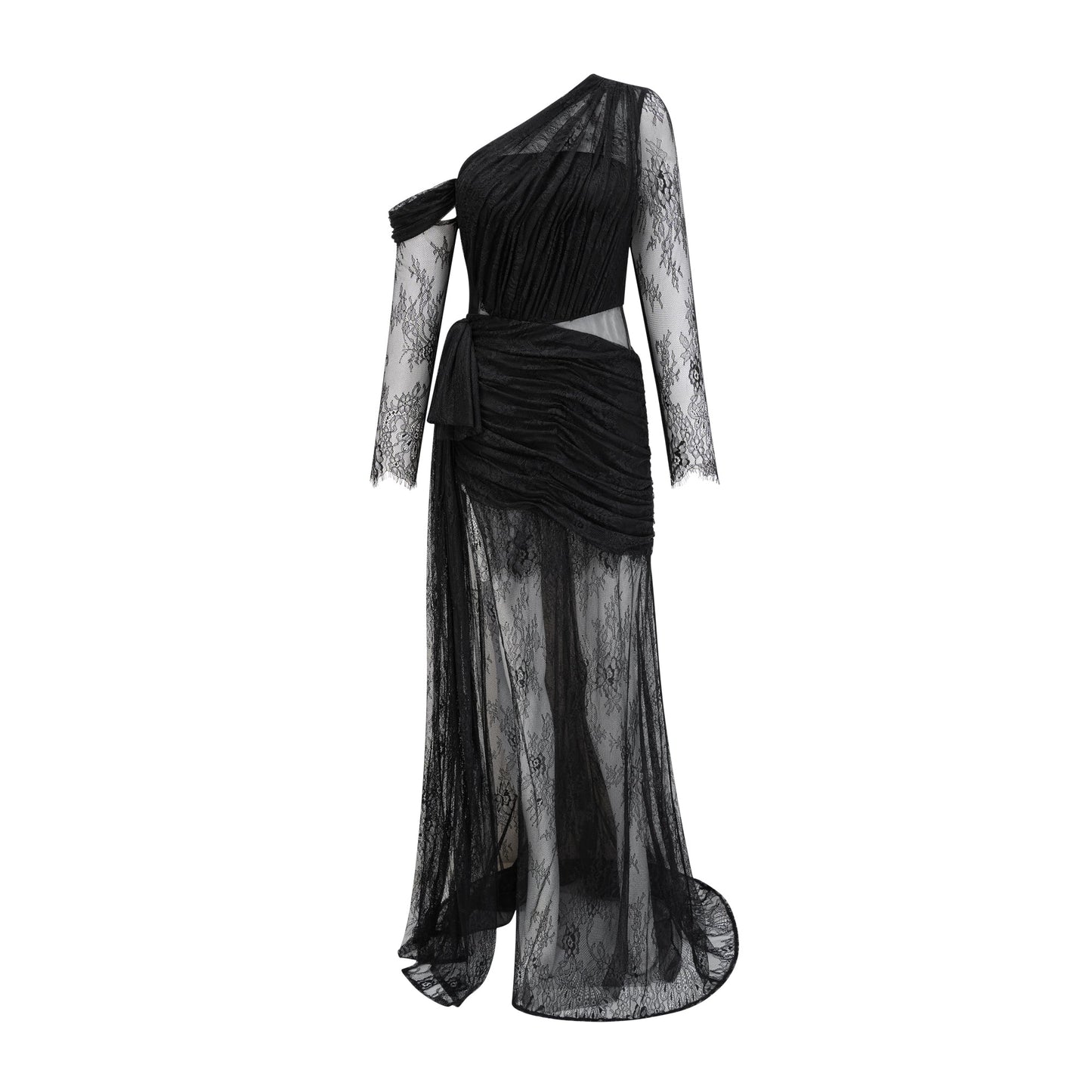 Jeanne black one-shoulder cut-out maxi dress