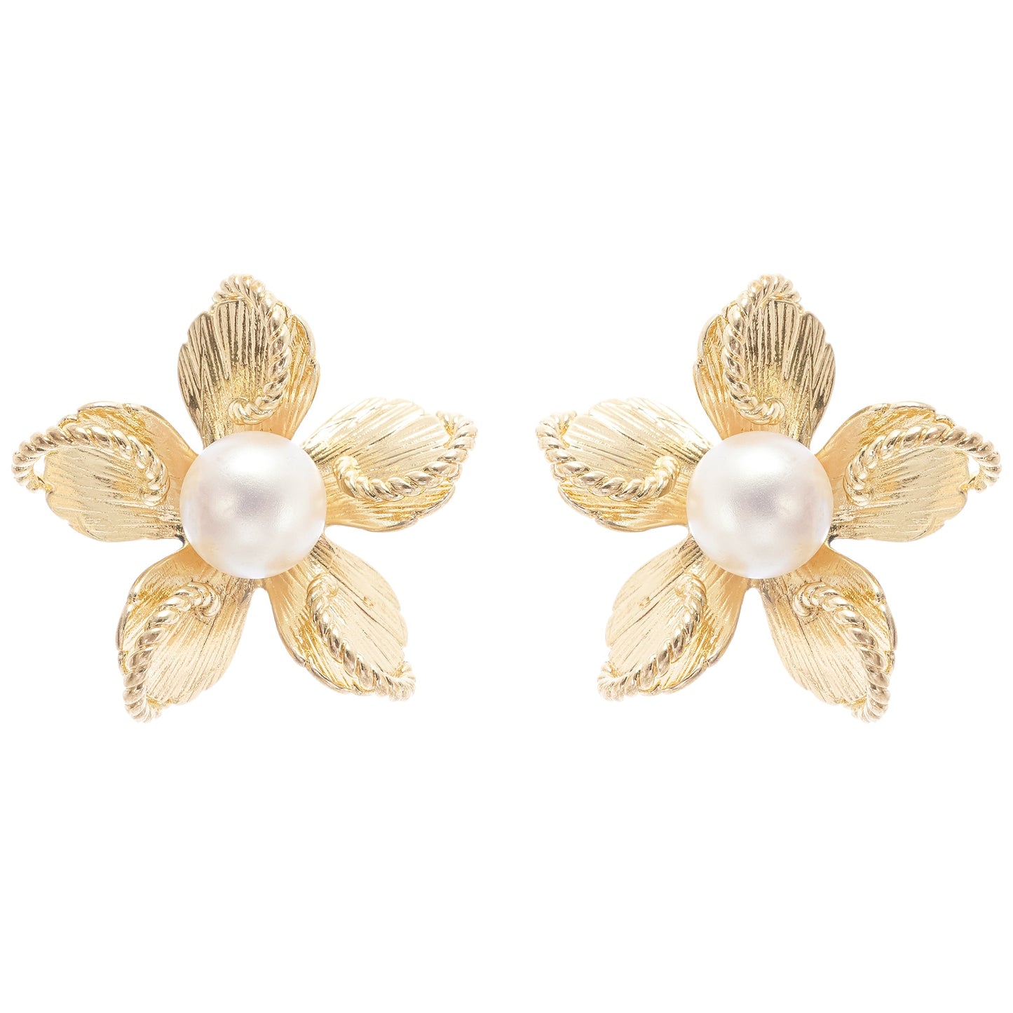 Jeanne floral faux-pearl stud earrings
