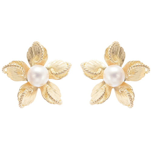 Jeanne floral faux-pearl stud earrings