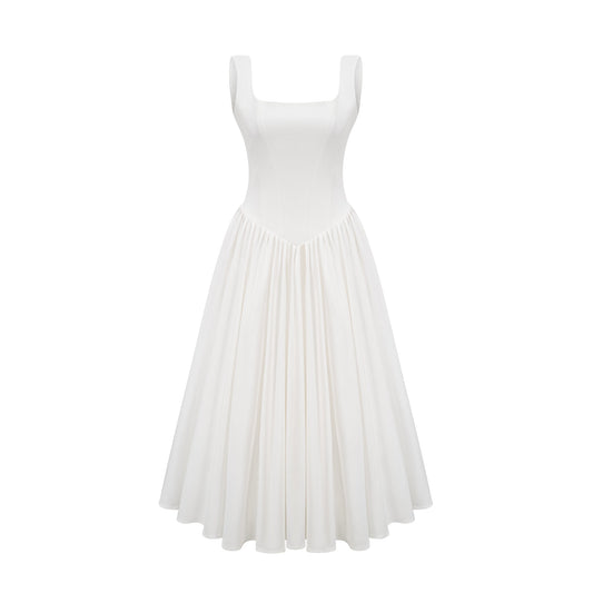 Sadie white pleated corset gown dress (US Only)