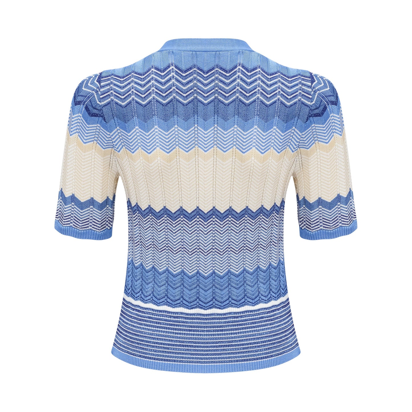 Daniela blue zigzag-design knit top & skirt matching set