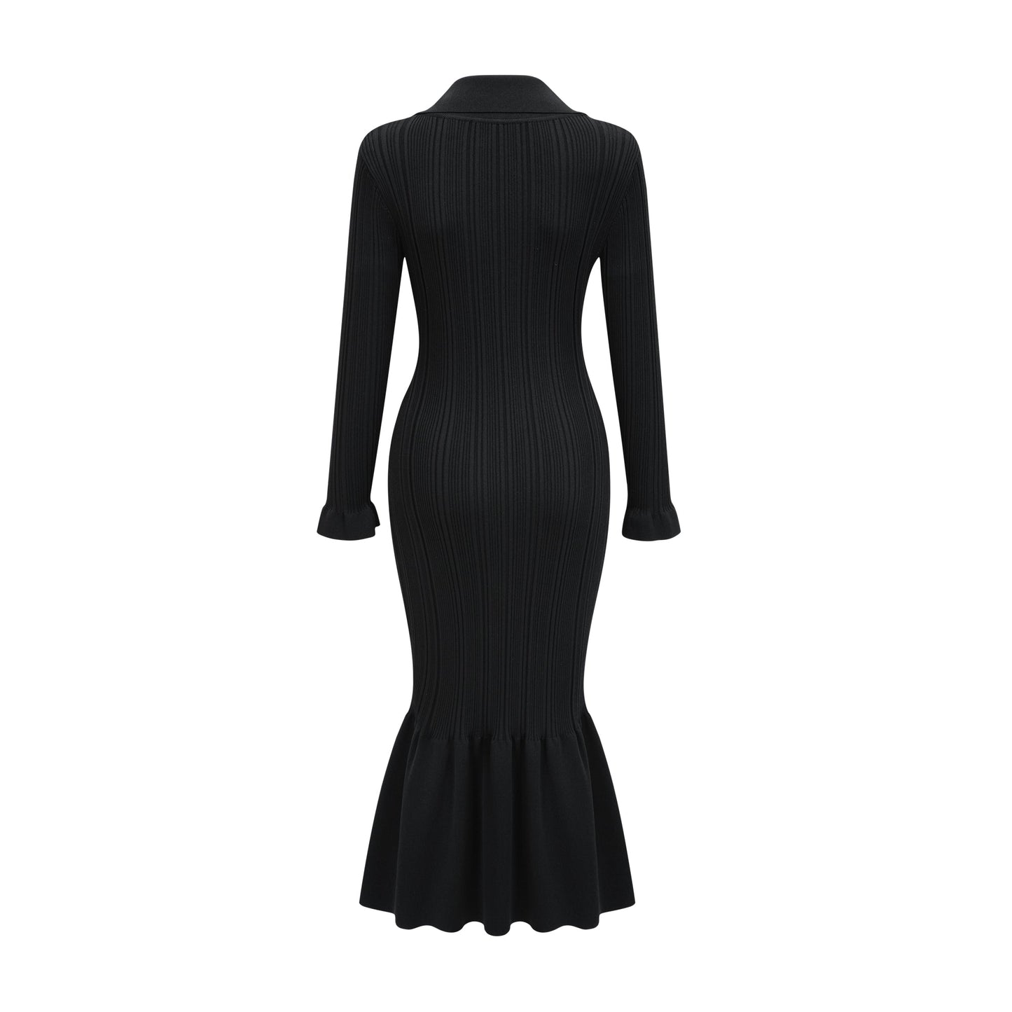 Priscille black ruffled midi dress (US Only)