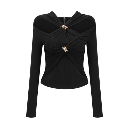 Clarabelle gathered-effect cut-out top